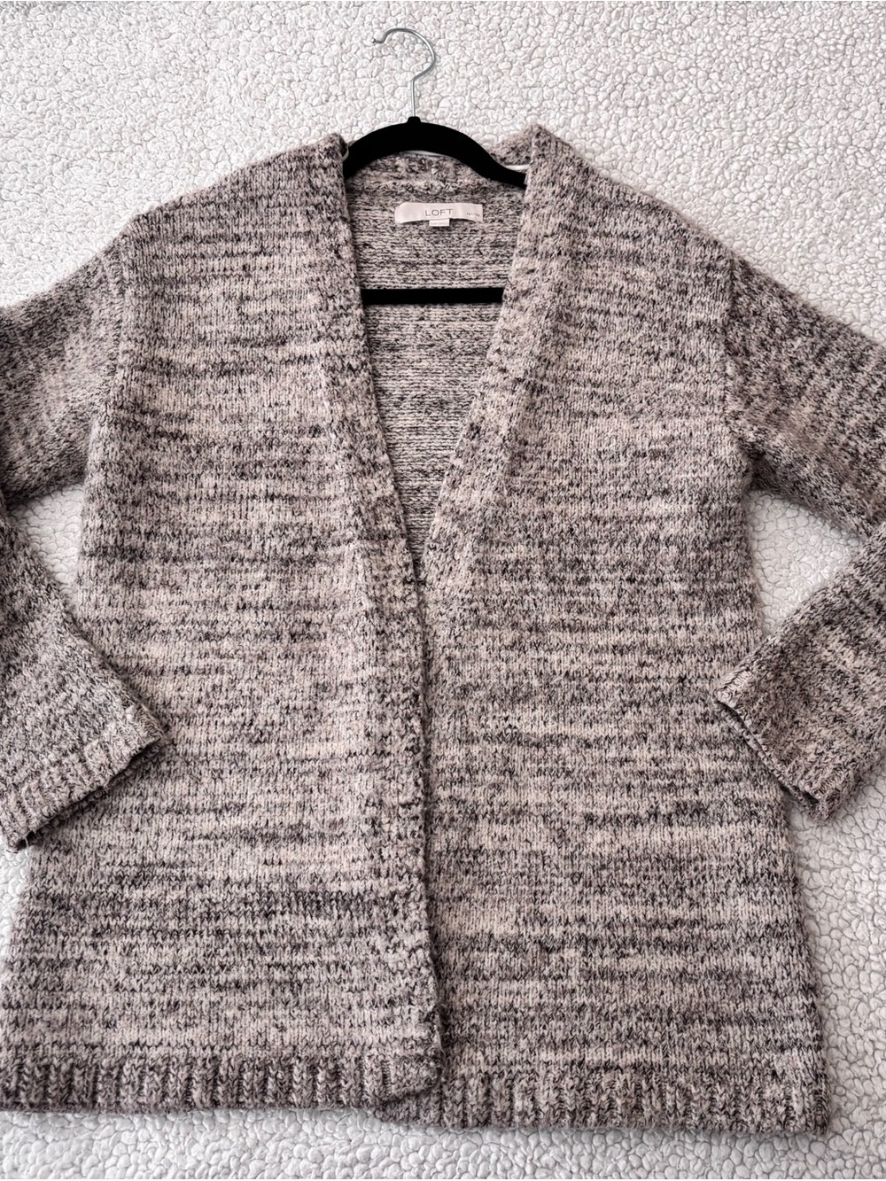 LOFT Heathered Gray Open Cardigan